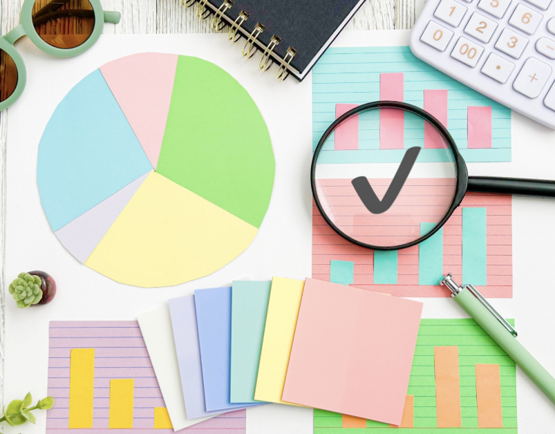 円グラフや棒グラフで指標をみているイメージ